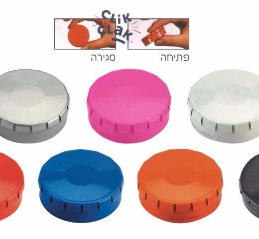 סוכריות בקופסת פח עגולה ממותגת